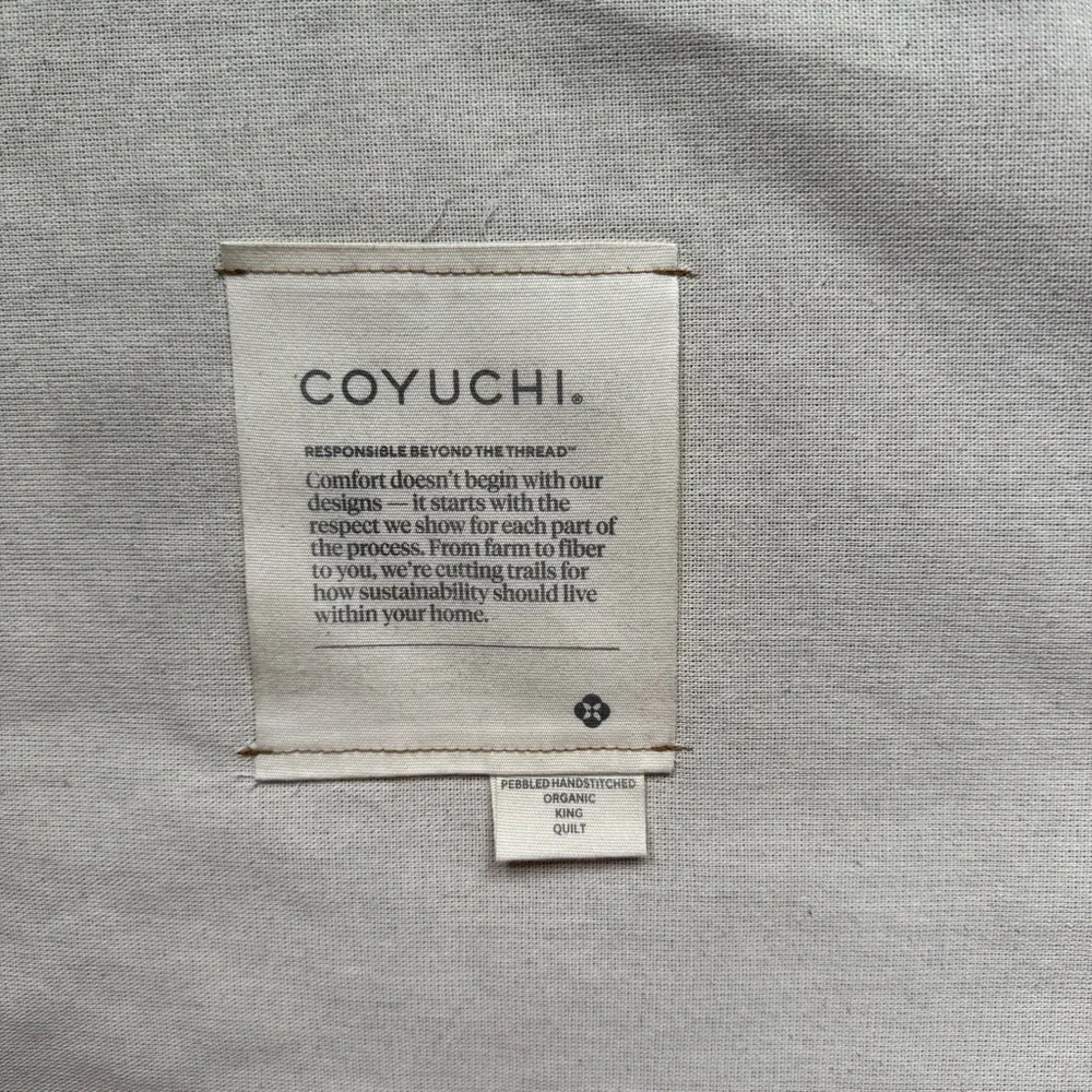 COYUCHI PEBBLED HANDSTICHED ORGANIC COTTON QUILT KING